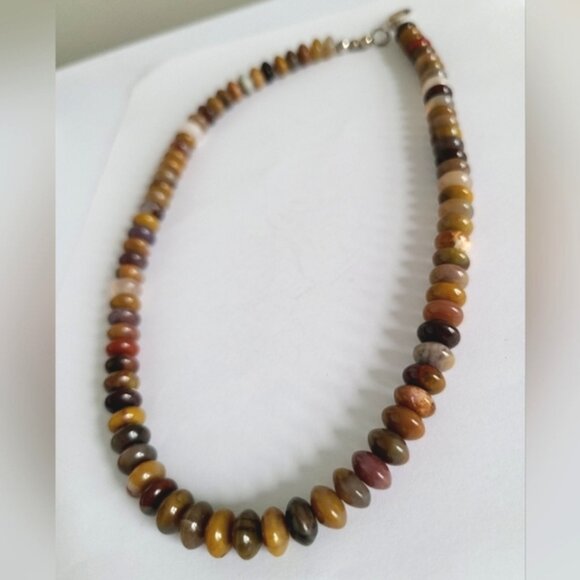 Vintage Boho Lagenlook Brown Tan Quartz Beaded Natural Gemstone Strand Necklace - Picture 1 of 8